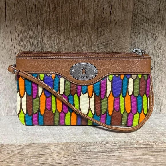 Fossil Handbags - Small Wristlet Multicolored Coin Purse Key-Per by Fossil